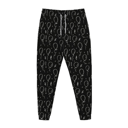 Black And White Balloon Pattern Print Jogger Pants