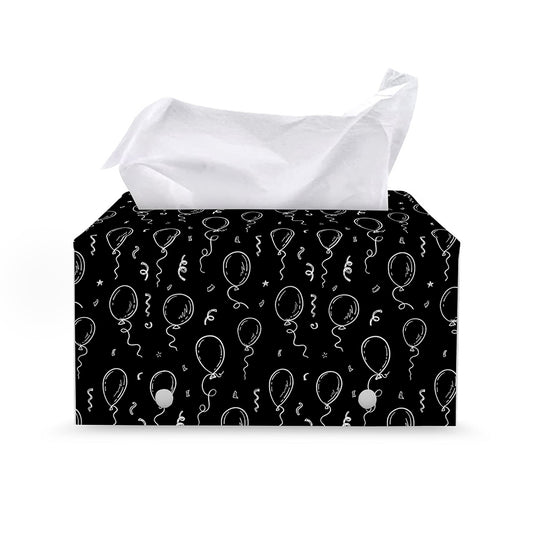 Black And White Balloon Pattern Print Leather Tissue Box Cover