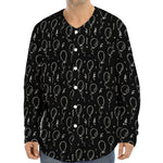 Black And White Balloon Pattern Print Long Sleeve Baseball Jersey