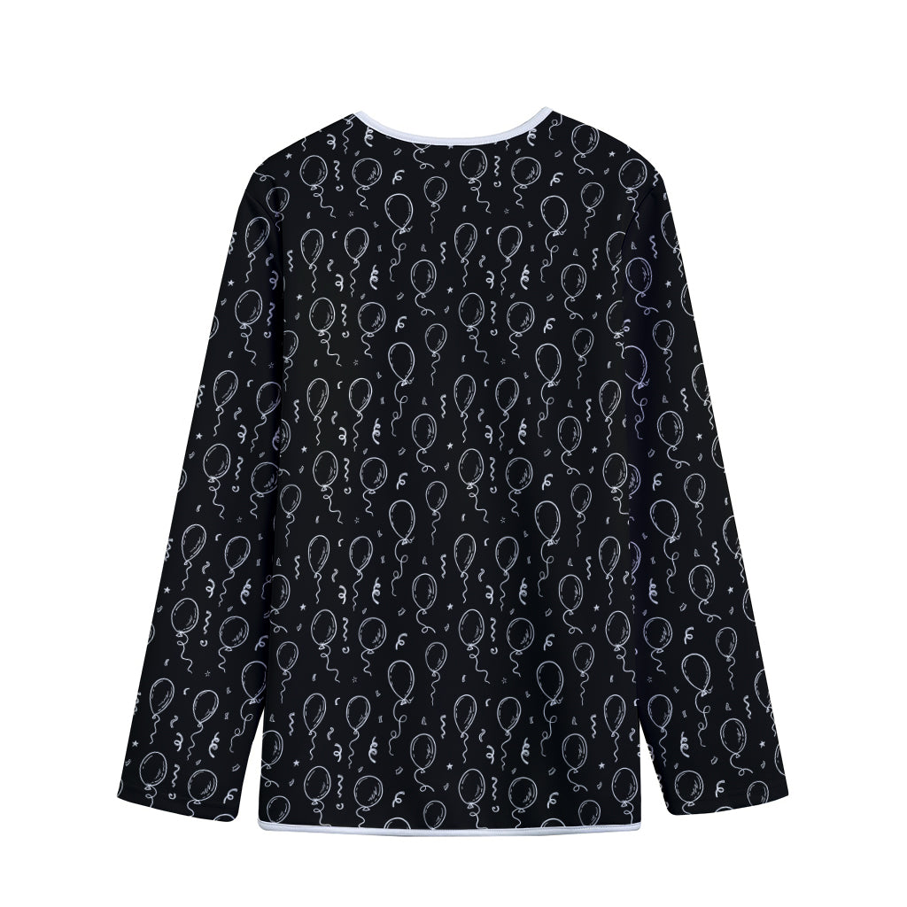 Black And White Balloon Pattern Print Long Sleeve Short Coat