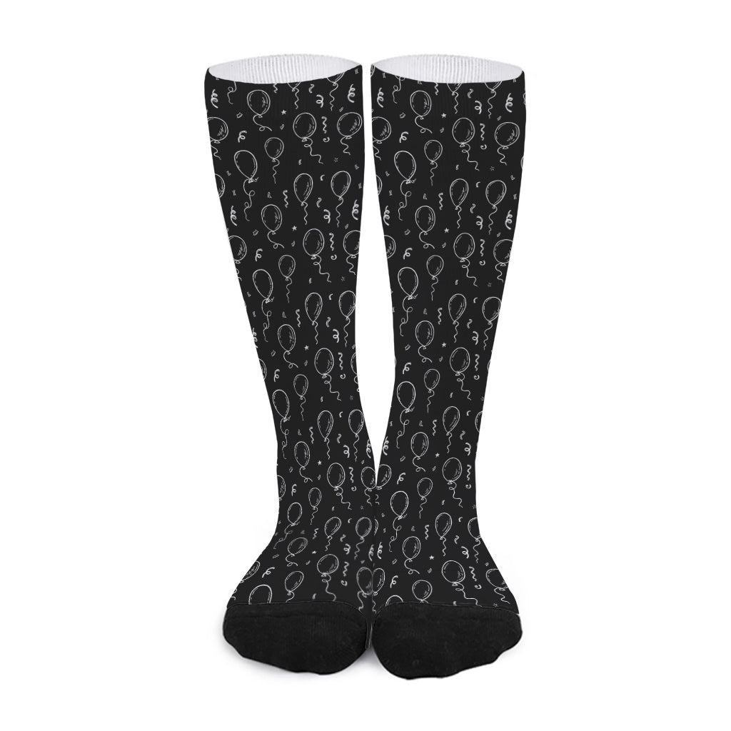 Black And White Balloon Pattern Print Long Socks