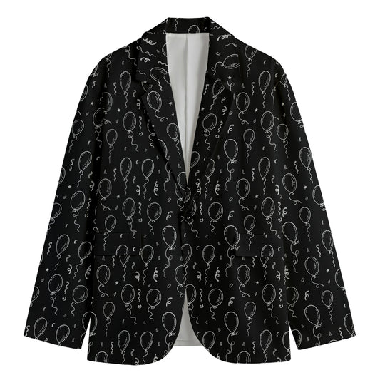 Black And White Balloon Pattern Print Men's Blazer