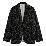 Black And White Balloon Pattern Print Men's Cotton Blazer
