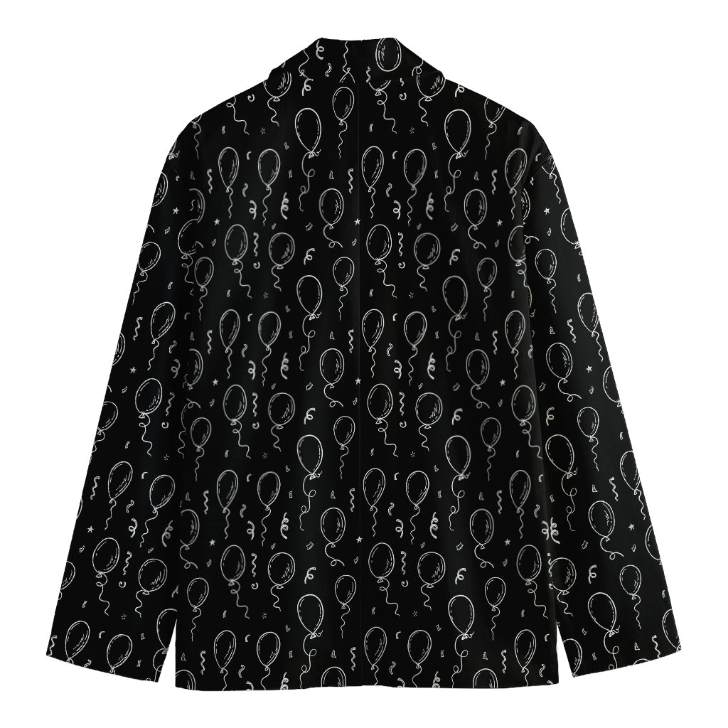 Black And White Balloon Pattern Print Men's Cotton Blazer