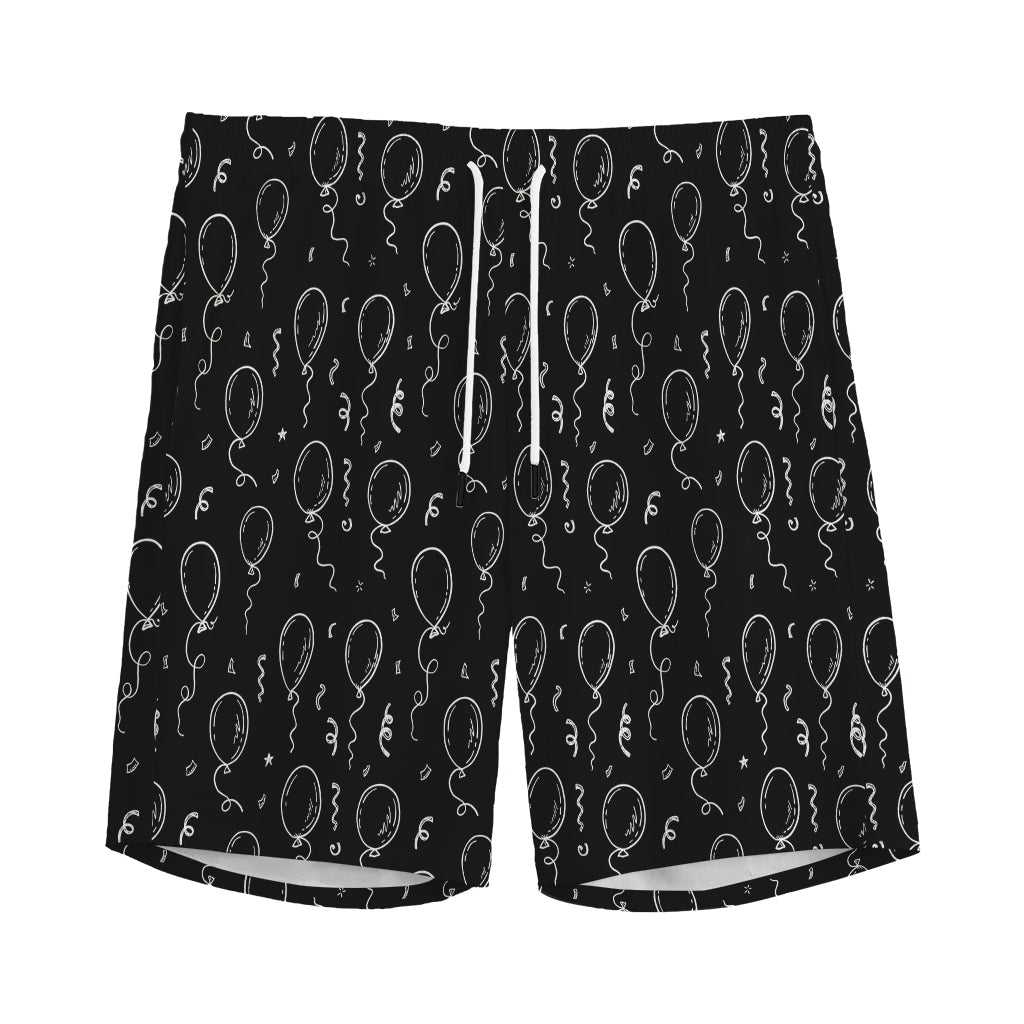 Black And White Balloon Pattern Print Men's Sports Shorts