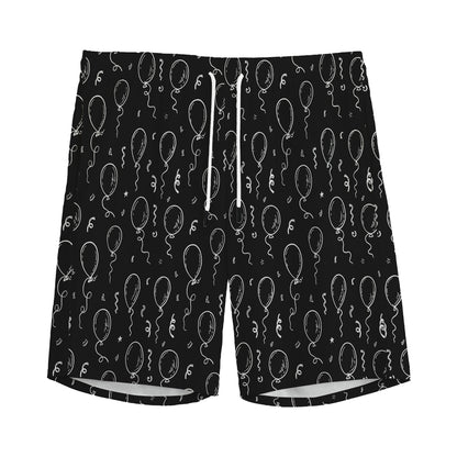 Black And White Balloon Pattern Print Men's Sports Shorts