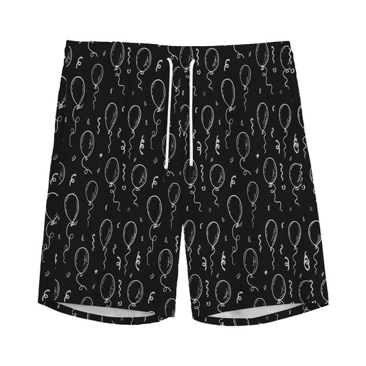 Black And White Balloon Pattern Print Men's Sports Shorts