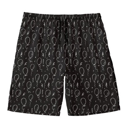 Black And White Balloon Pattern Print Men's Swim Trunks