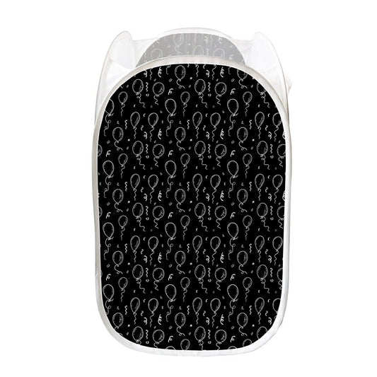 Black And White Balloon Pattern Print Mesh Laundry Hamper