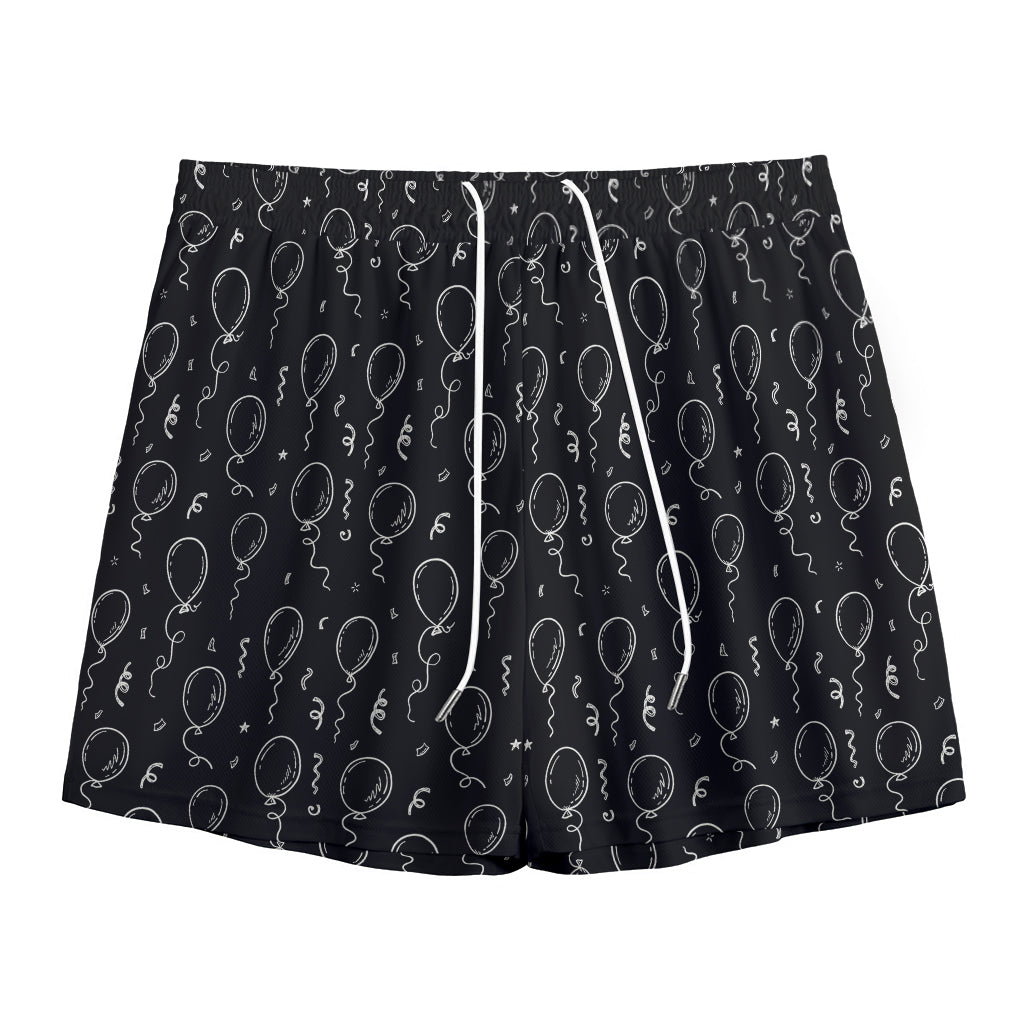 Black And White Balloon Pattern Print Mesh Shorts