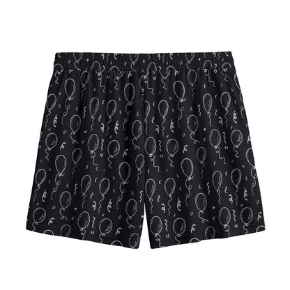 Black And White Balloon Pattern Print Mesh Shorts