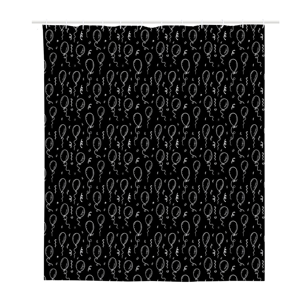 Black And White Balloon Pattern Print Polyester Shower Curtain