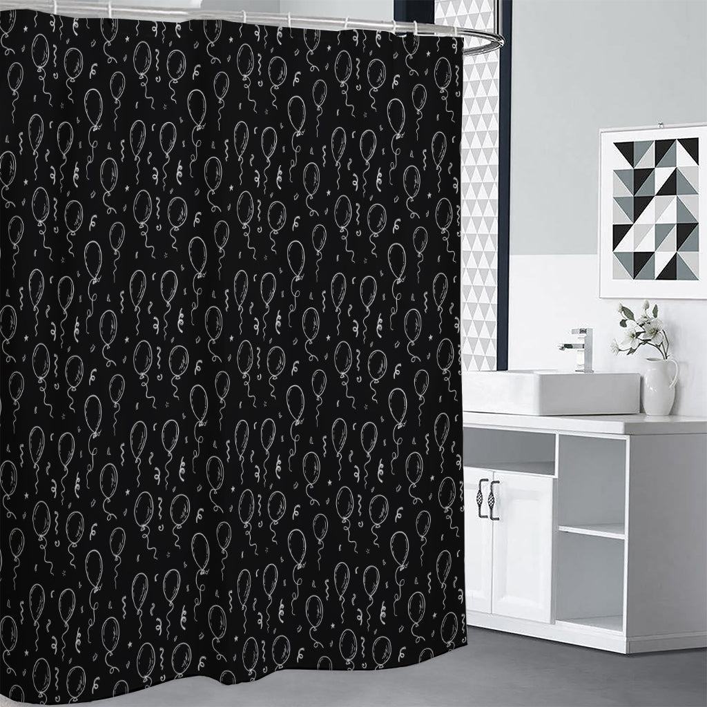 Black And White Balloon Pattern Print Premium Shower Curtain