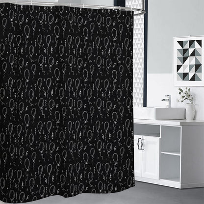 Black And White Balloon Pattern Print Premium Shower Curtain