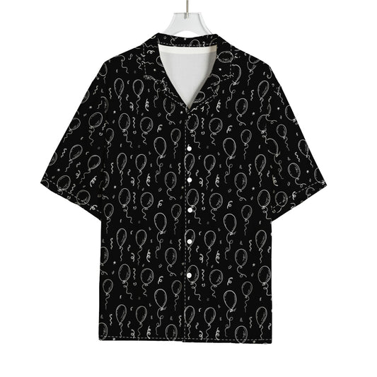 Black And White Balloon Pattern Print Rayon Hawaiian Shirt