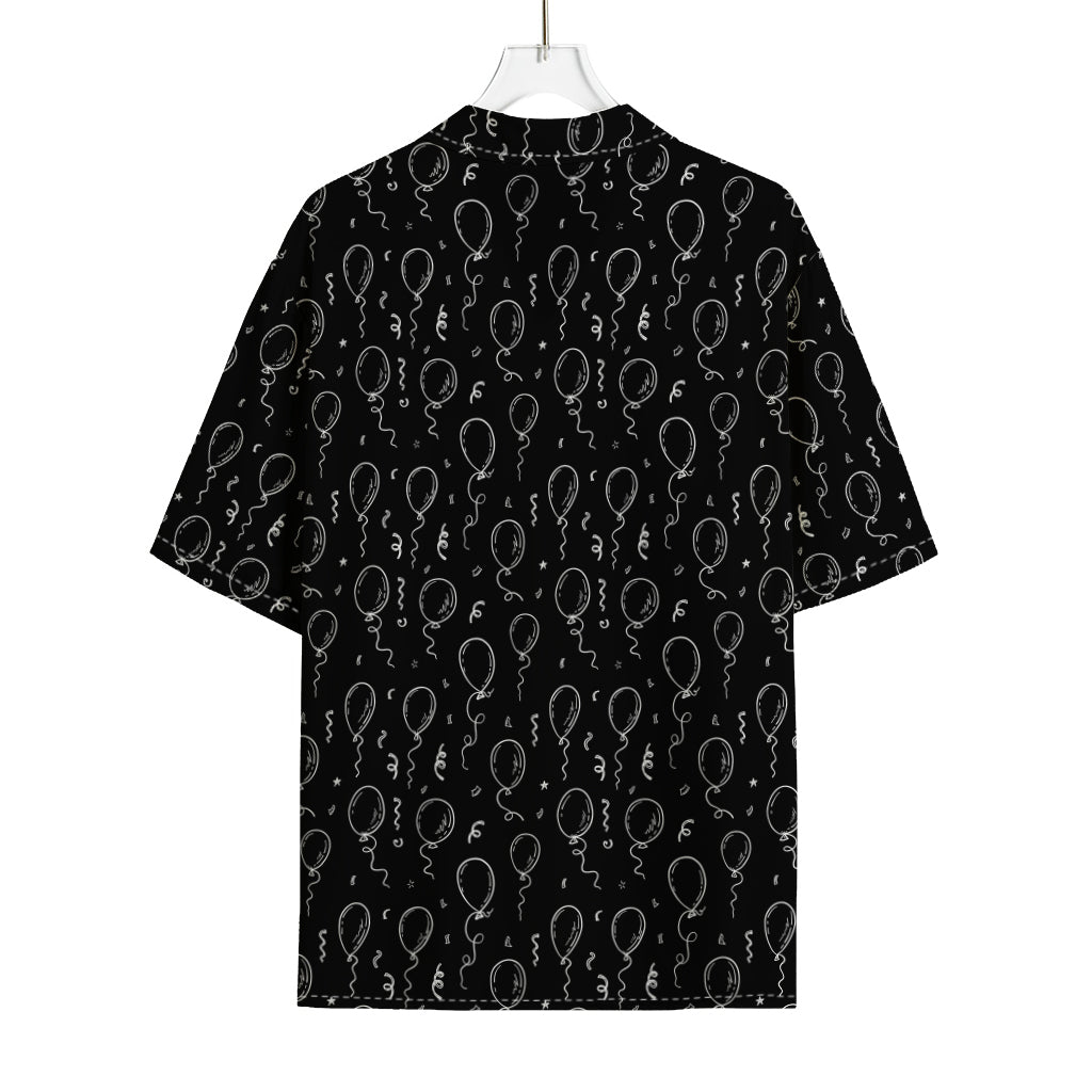 Black And White Balloon Pattern Print Rayon Hawaiian Shirt