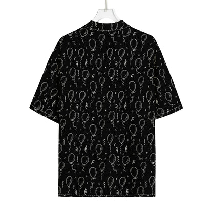 Black And White Balloon Pattern Print Rayon Hawaiian Shirt