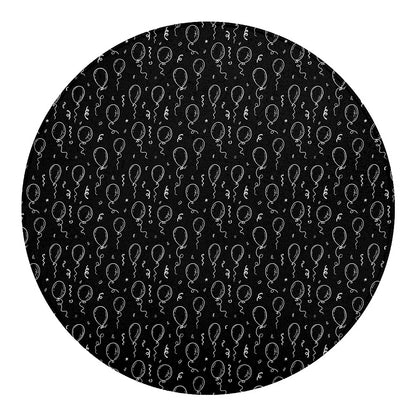 Black And White Balloon Pattern Print Round Blanket