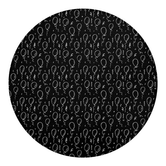 Black And White Balloon Pattern Print Round Blanket