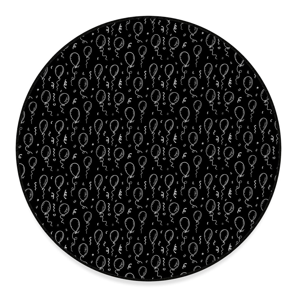 Black And White Balloon Pattern Print Round Floor Mat