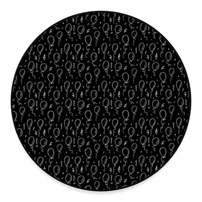 Black And White Balloon Pattern Print Round Floor Mat