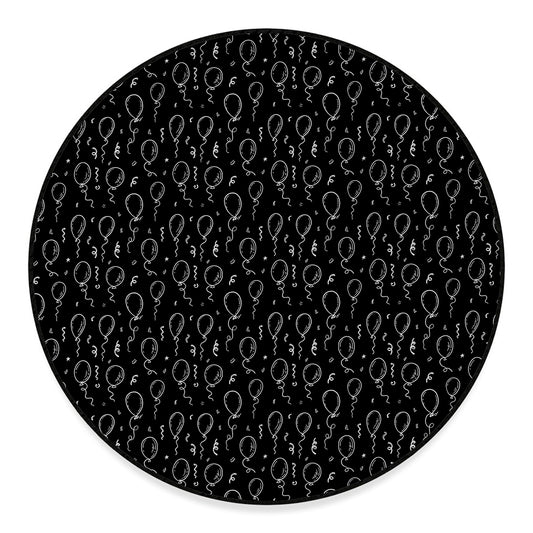 Black And White Balloon Pattern Print Round Floor Mat