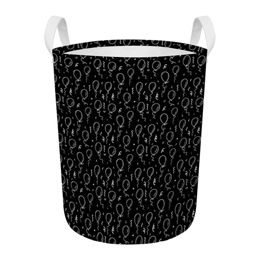 Black And White Balloon Pattern Print Round Laundry Basket