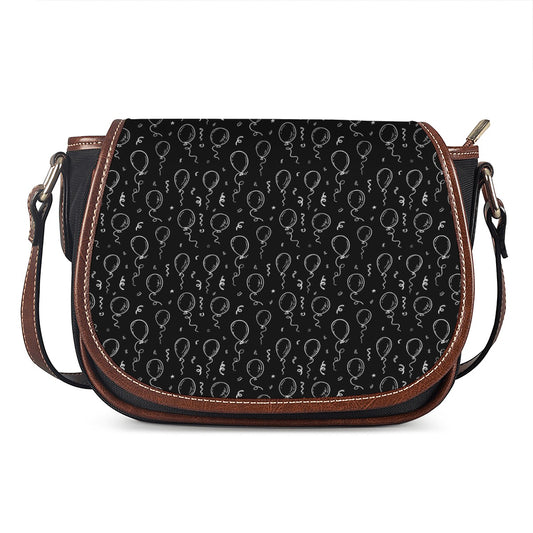 Black And White Balloon Pattern Print Saddle Bag