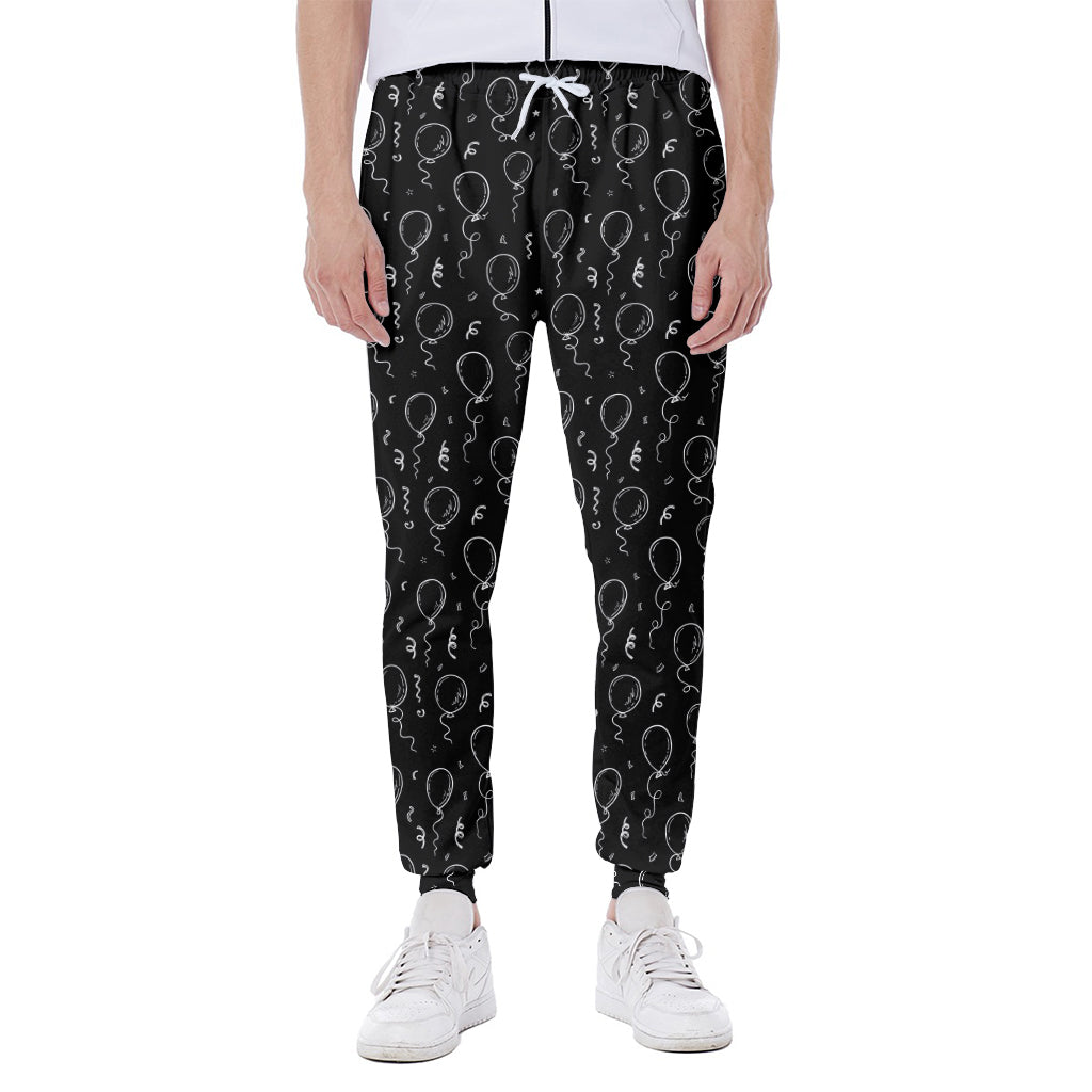 Black And White Balloon Pattern Print Scuba Joggers