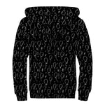 Black And White Balloon Pattern Print Sherpa Lined Zip Up Hoodie