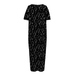 Black And White Balloon Pattern Print Short Sleeve Long Nightdress