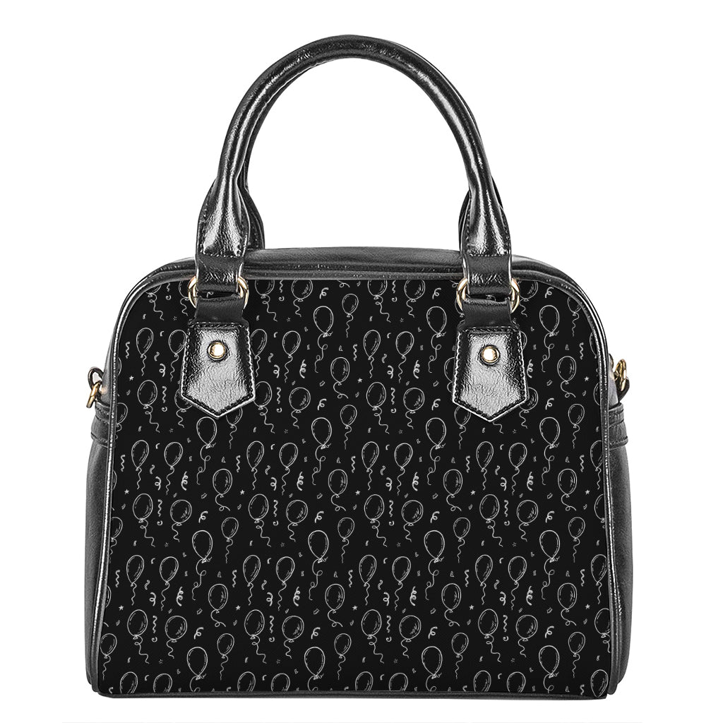 Black And White Balloon Pattern Print Shoulder Handbag