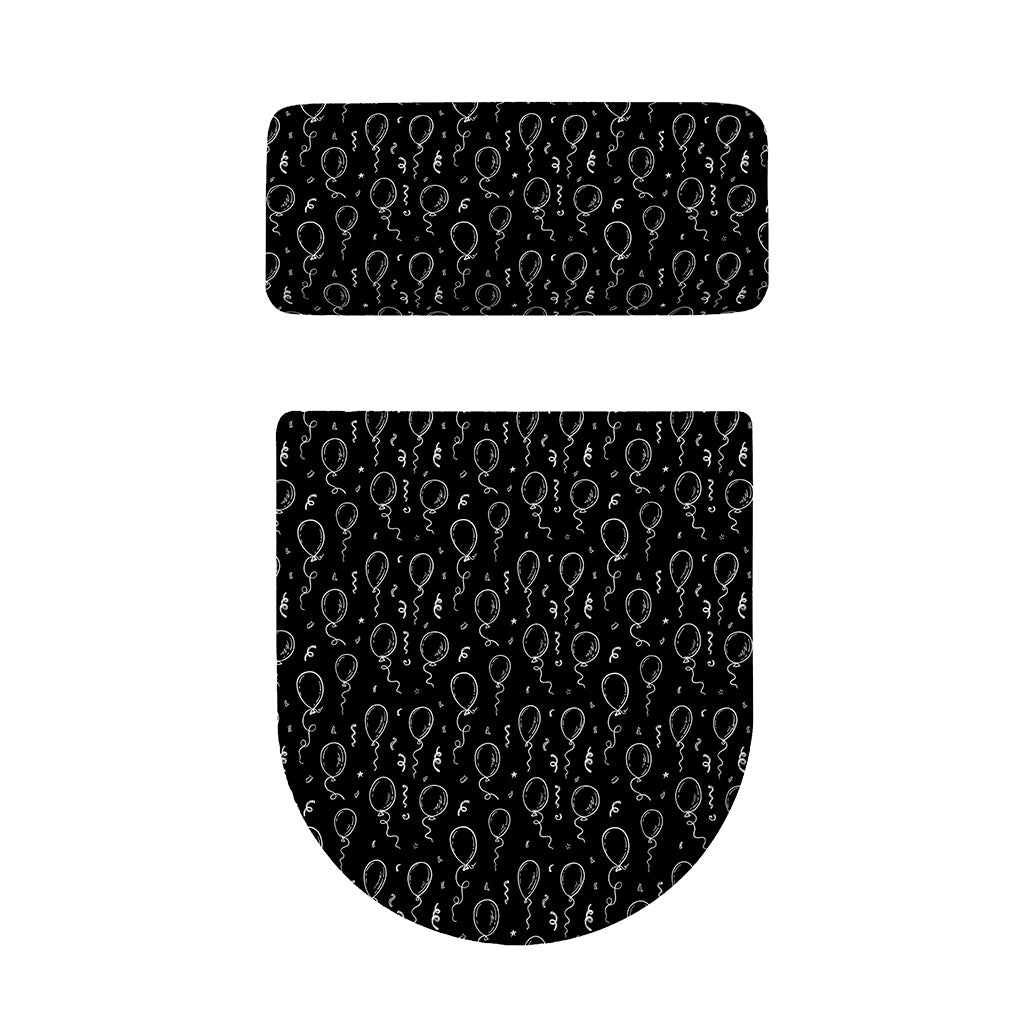 Black And White Balloon Pattern Print Toilet Lid And Tank Cover Set