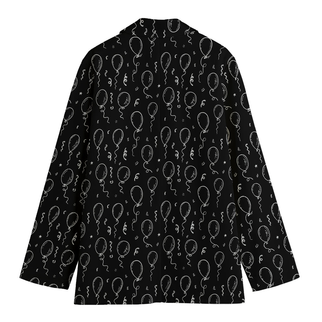 Black And White Balloon Pattern Print Women's Cotton Blazer