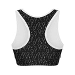 Black And White Balloon Pattern Print Women's Sports Bra