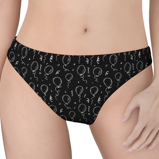 Black And White Balloon Pattern Print Women's Thong