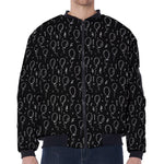 Black And White Balloon Pattern Print Zip Sleeve Bomber Jacket