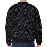 Black And White Balloon Pattern Print Zip Sleeve Bomber Jacket