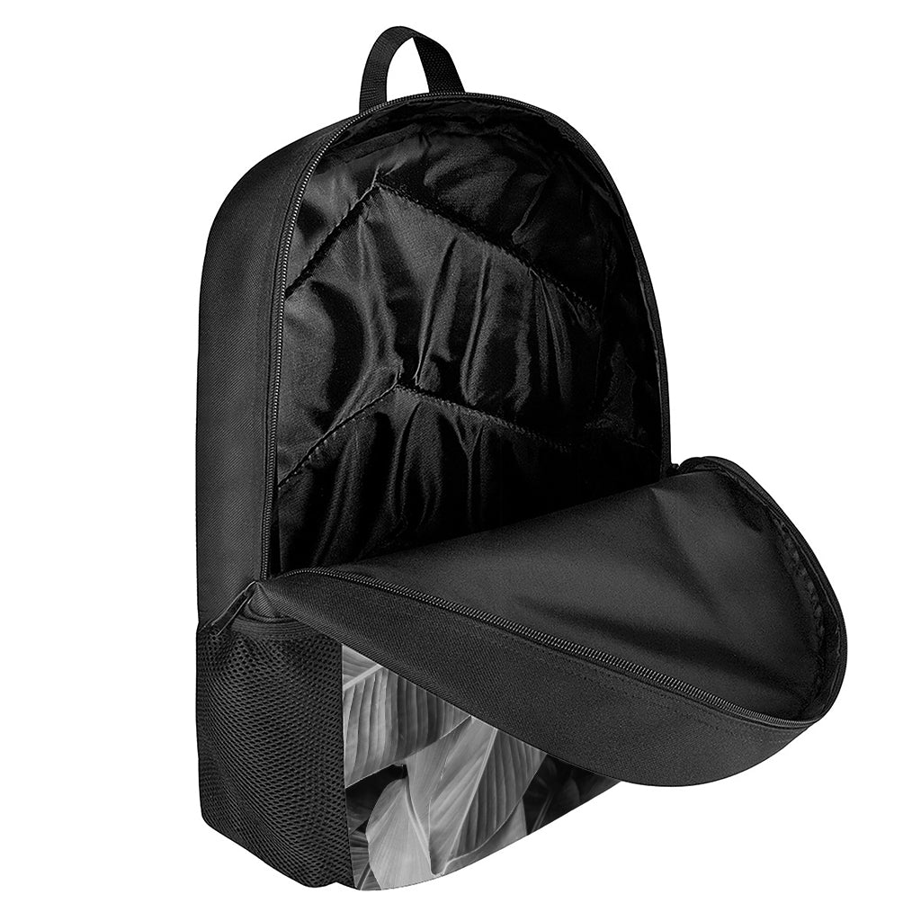 Black And White Banana Leaf Print 17 Inch Backpack