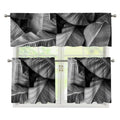 Black And White Banana Leaf Print 3 Piece Kitchen Curtains