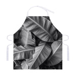 Black And White Banana Leaf Print Adjustable Apron