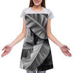 Black And White Banana Leaf Print Adjustable Apron