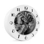 Black And White Banana Leaf Print Alarm Clock