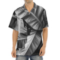Black And White Banana Leaf Print Aloha Shirt