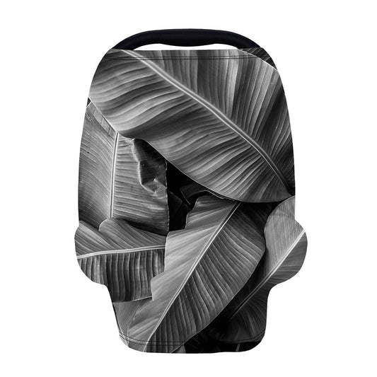 Black And White Banana Leaf Print Baby Seat Cover