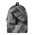 Black And White Banana Leaf Print School Backpack