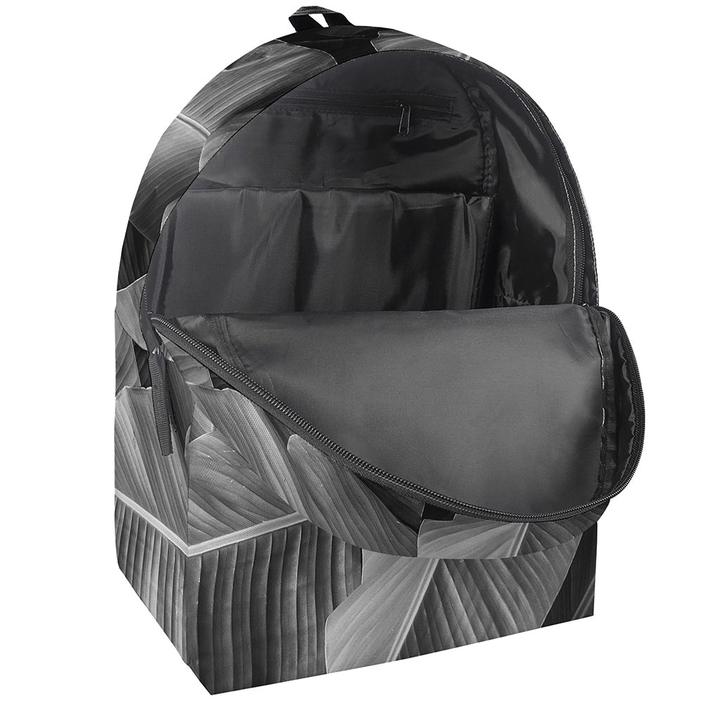 Black And White Banana Leaf Print Backpack