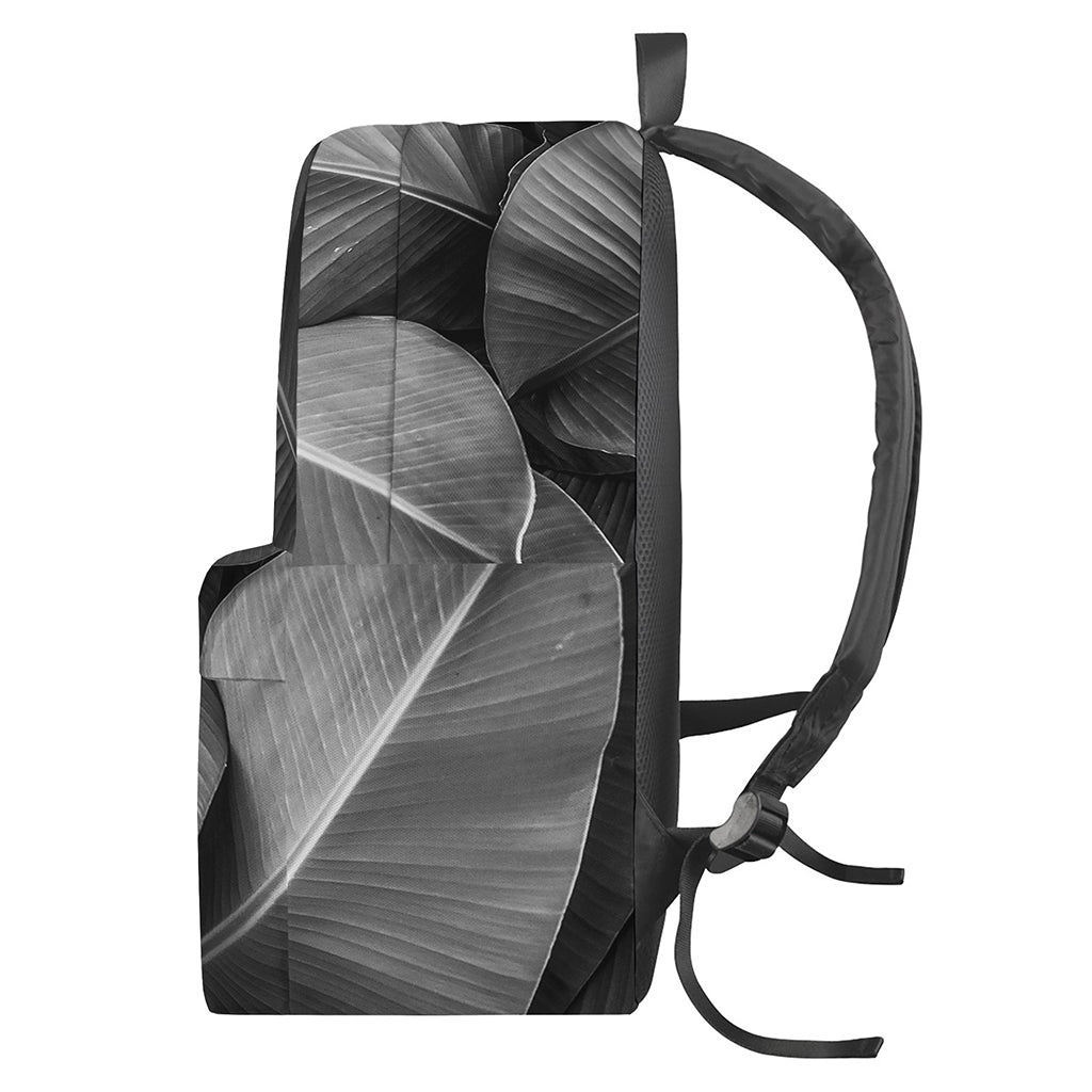 Black And White Banana Leaf Print Backpack