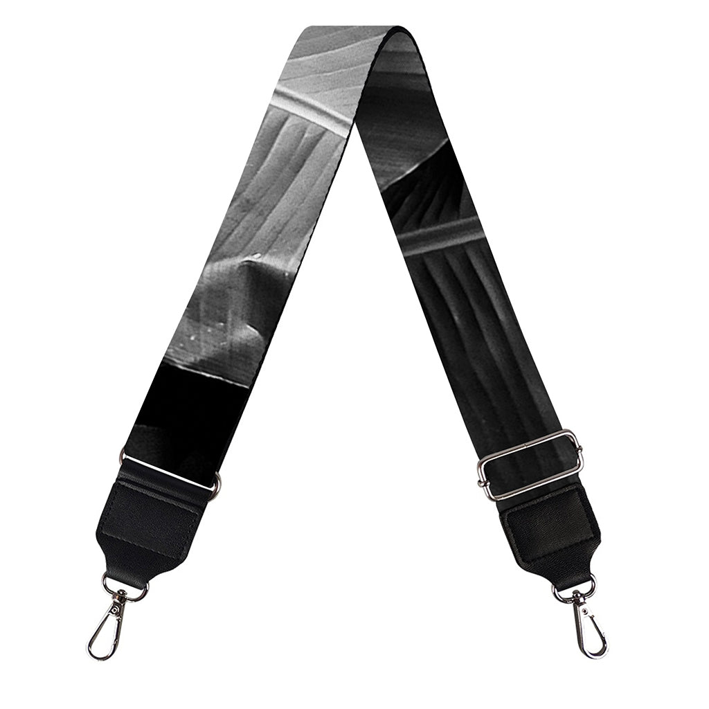 Black And White Banana Leaf Print Bag Strap