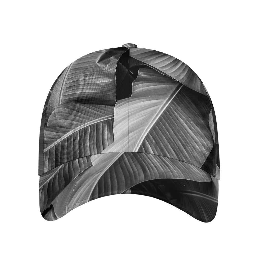 Black And White Banana Leaf Print Baseball Cap